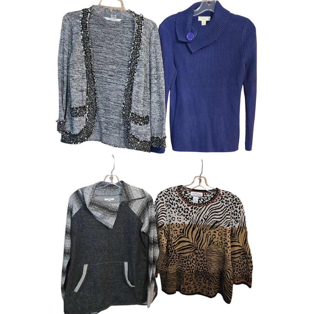 Women's PM Sweaters Cardigans Pullovers Wholesale Bulk Lot of 4 P8 P10 Petite